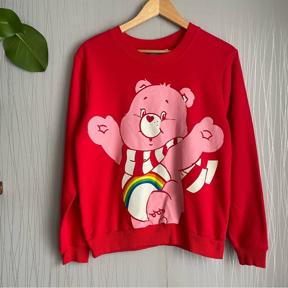 Care Bears Tops - CARE BEARS Sweatshirt Cheer Bear Lets Get Cozy Winter Rainbow Retro 80’s Style L
